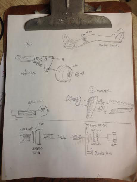 Motorcycle restoration drawing.