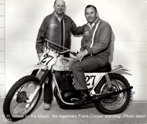 Frank Cooper (standing) and C.H. Wheat, fathers of the 501. The #27 400 Maico is Ake Jonsson’s Trans-AMA motorcycle. (Photo: Rick Sieman)