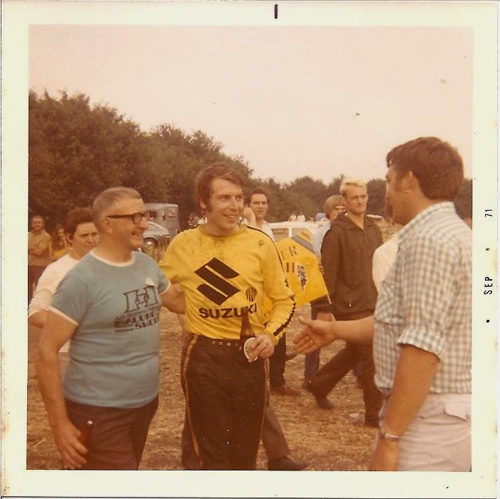 Roger DeCoster with local fans, St Anthonis, Netherlands